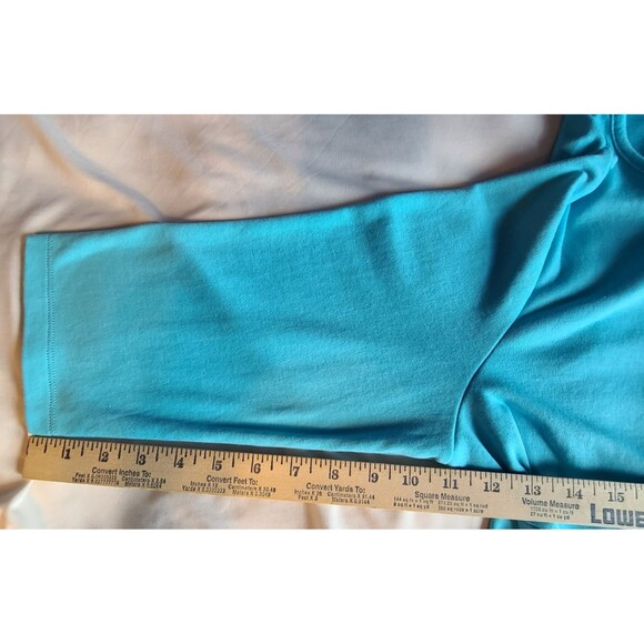 Quacker Factory Size L Blue Tic Tac Toe Sequin Daisy Embellished 3/4 Sleeve Top - Picture 11 of 12